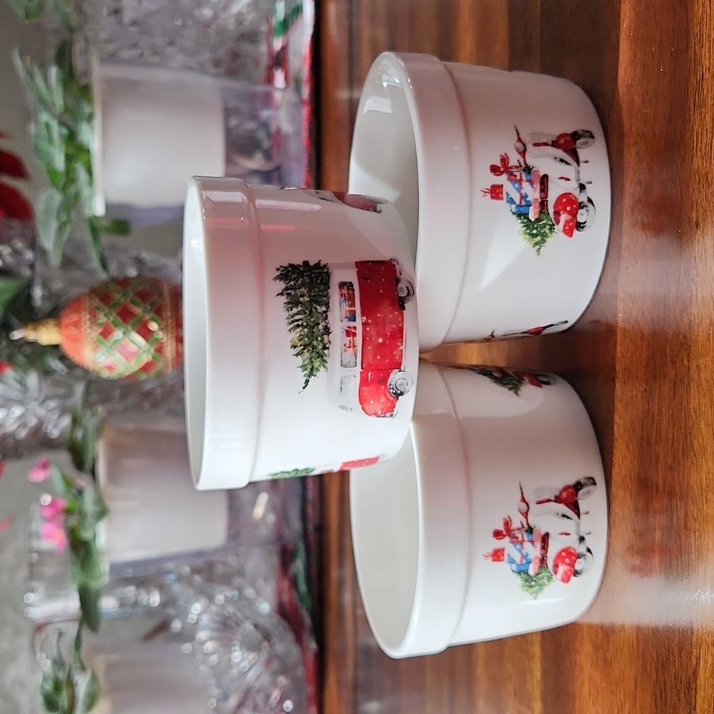 Ciroa Celebrate Christmas 3 Pcs Porcelain Ramekin Dish